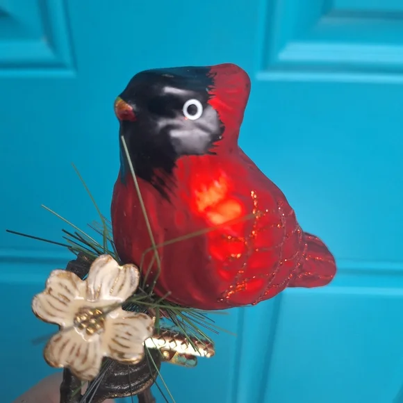 Vintage Bird Ornaments Mercury Glass Clip-On Red Birds Home Decor Christmas - Picture 7 of 16